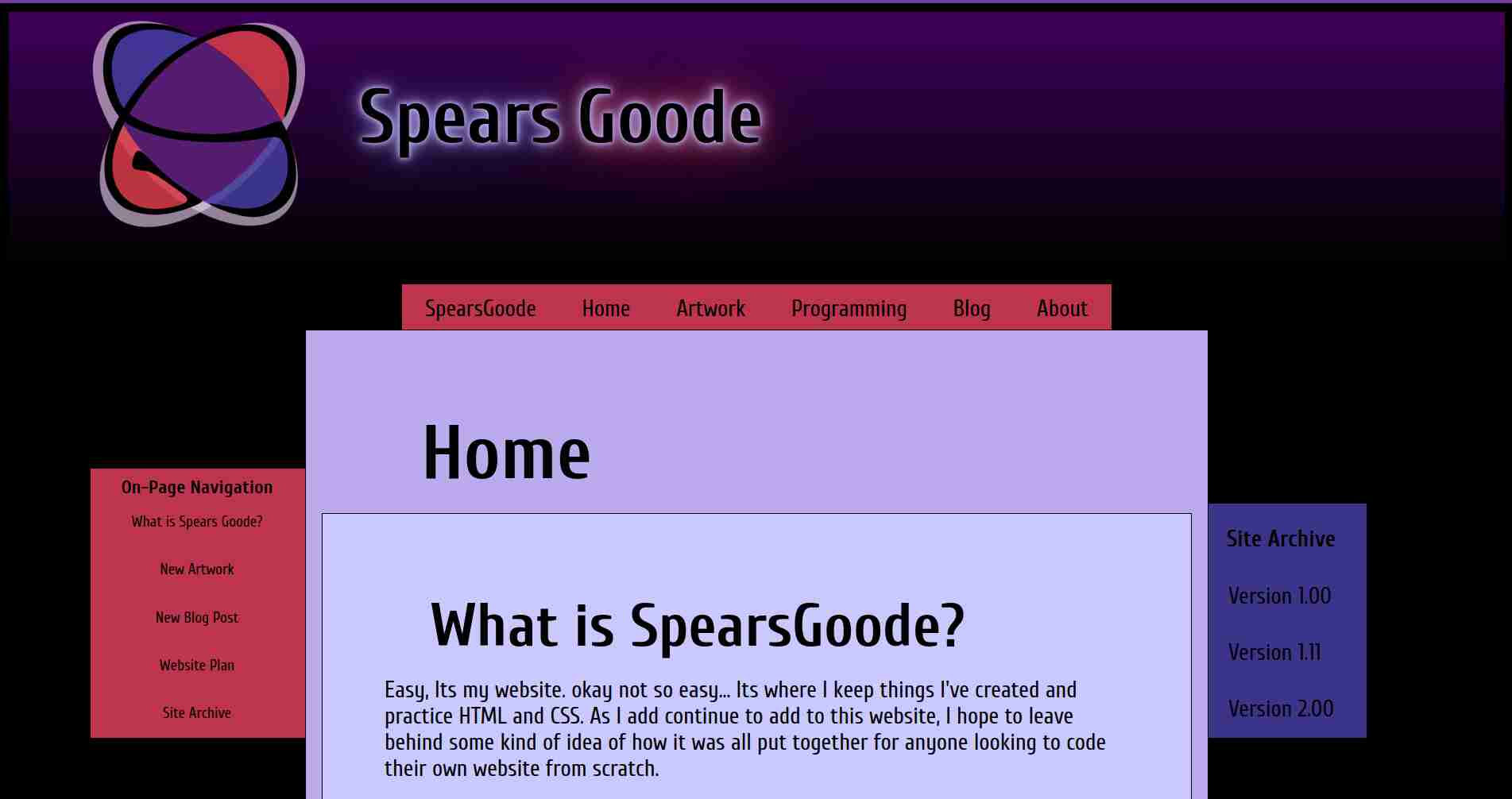 SpearsGoode.com version 2 home page